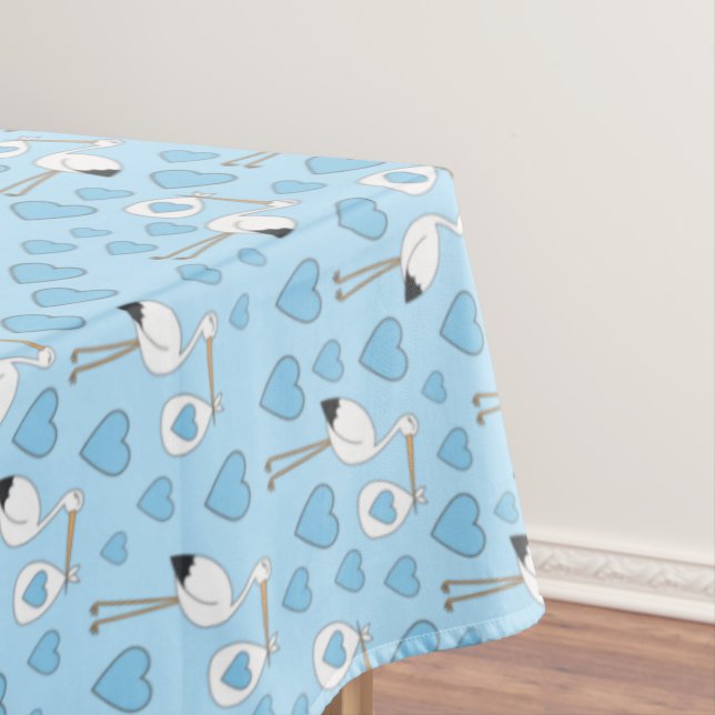 Stork Baby Shower Blue Boy Tablecloth (In Situ)