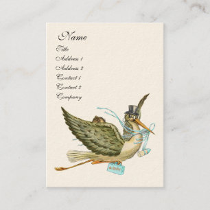 STORK BABY SHOWER Blue White Business Card