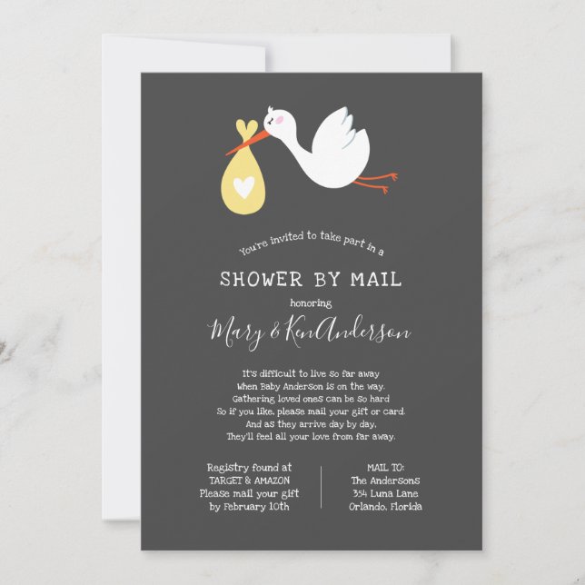 Stork Baby Shower by Mail Invitation (Front)