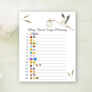 Stork baby shower emoji Pictionary game