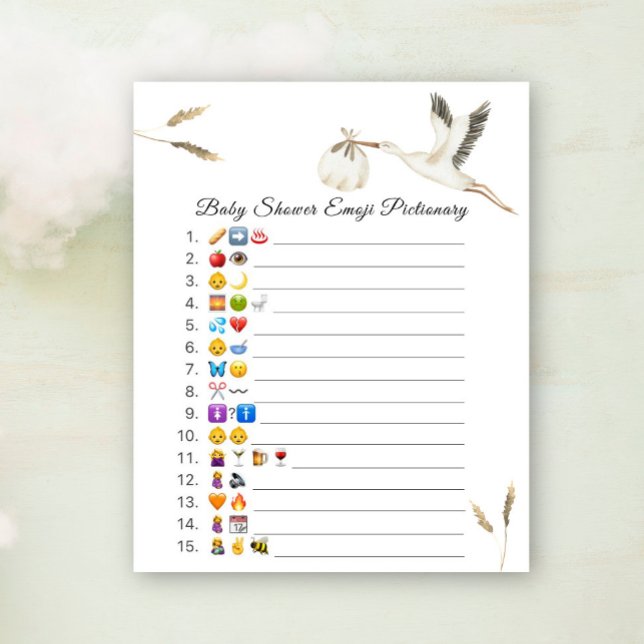 Stork baby shower emoji Pictionary game (Creator Uploaded)