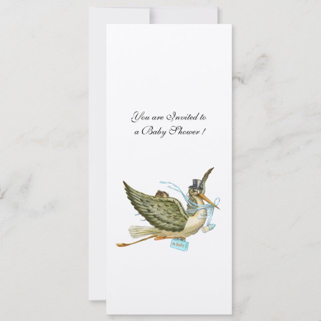 STORK BABY SHOWER, felt paper Invitation (Front)