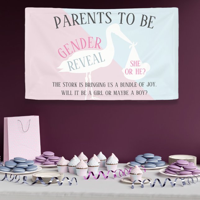 Stork Baby Shower Gender Reveal Party Banner (Creator Uploaded)