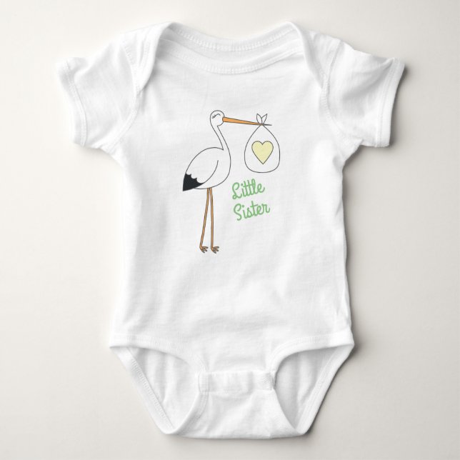 Stork Baby Shower Green Gender Neutral Baby Bodysuit (Front)