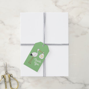 Stork Baby Shower Green Gender Neutral Gift Tags