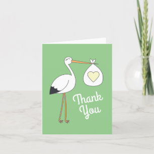 Stork Baby Shower Green Spring Thank You Card