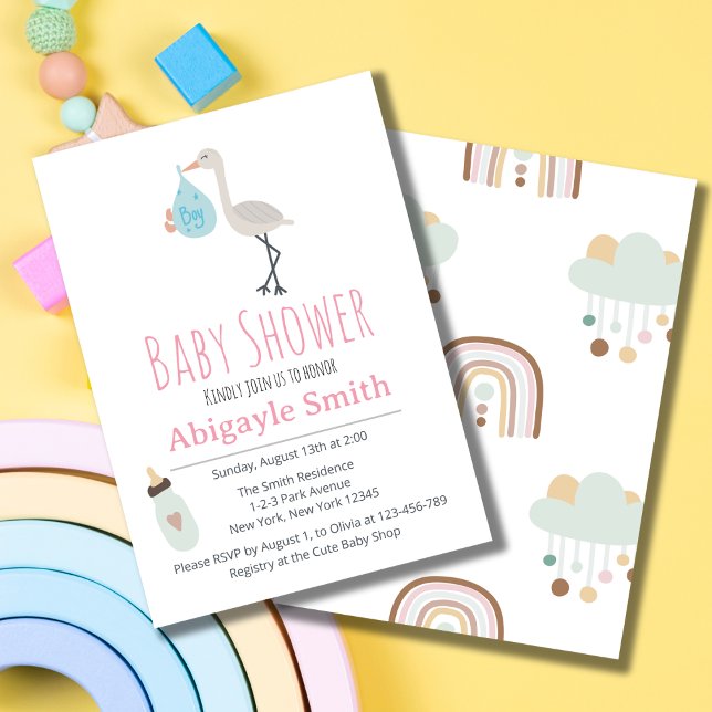 Stork Baby Shower Invitation - It's a boy (Creator Uploaded)