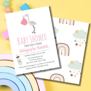 Stork Baby Shower Invitation - It's a girl