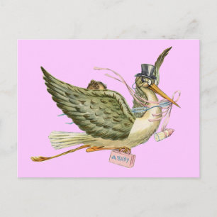 STORK BABY SHOWER INVITATION POSTCARD