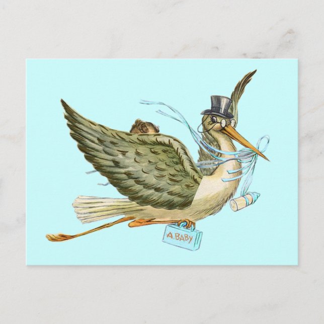 STORK BABY SHOWER INVITATION POSTCARD (Front)