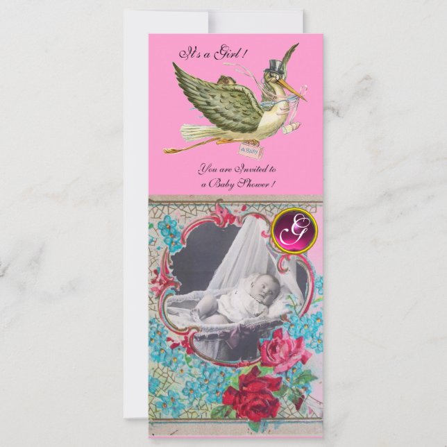 STORK BABY SHOWER MONOGRAM PHOTO TEMPLATE (Front)