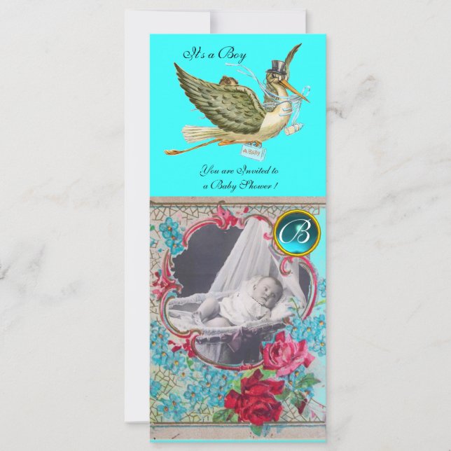 STORK BABY SHOWER MONOGRAM PHOTO TEMPLATE (Front)