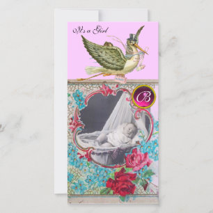 STORK BABY SHOWER MONOGRAM ,ruby Announcement