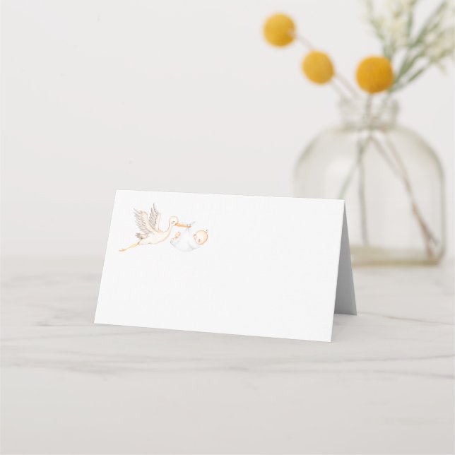 Stork Baby Shower Name Place Cards (Front)