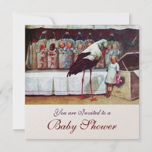 STORK BABY SHOWER New Baby Arrival Champagne Invitation