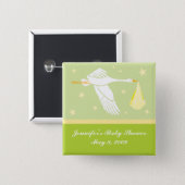 Stork Baby Shower Pin - Green (Front & Back)