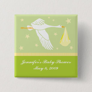 Stork Baby Shower Pin - Green