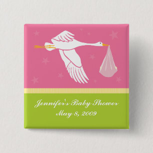 Stork Baby Shower Pin - Pink/Green