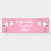 Stork Baby Shower Pink Girl