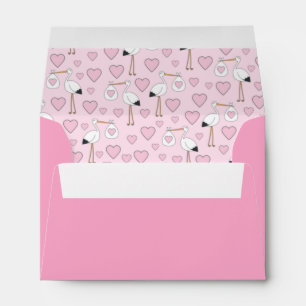 Stork Baby Shower Pink Girl Envelope