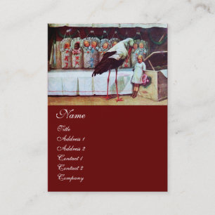 STORK BABY SHOWER red Business Card