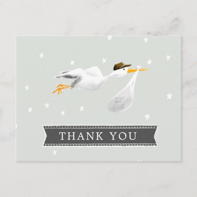 Stork Baby Shower Thank you Postcard (Front)