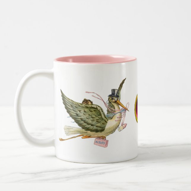STORK BABY SHOWER Two-Tone COFFEE MUG (Left)