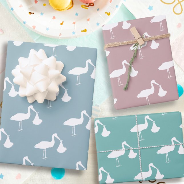 Stork Baby Shower Wrapping Paper Sheets (Stork wrapping paper sheets just for you)