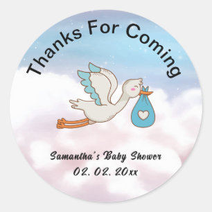 Stork Bird  Baby Shower Thanks For Coming Classic Round Sticker