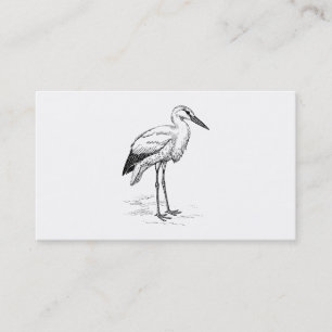 Stork Bird Black and White Cartoon Business Card