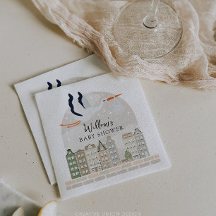 Stork Boho Baby Shower Baby Sprinkle Décor Napkin
