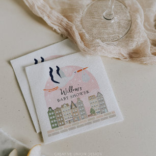 Stork Boho Baby Shower Baby Sprinkle Décor Napkin