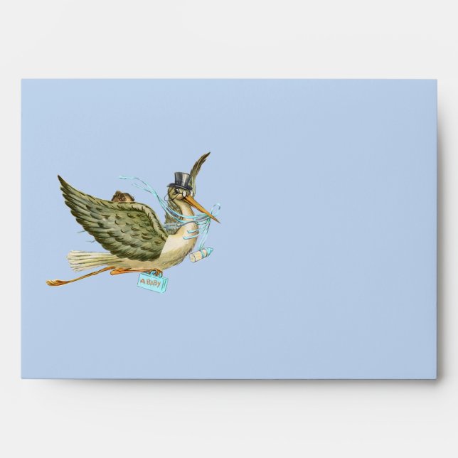 STORK BOY BABY SHOWER , Blue Envelope (Front)