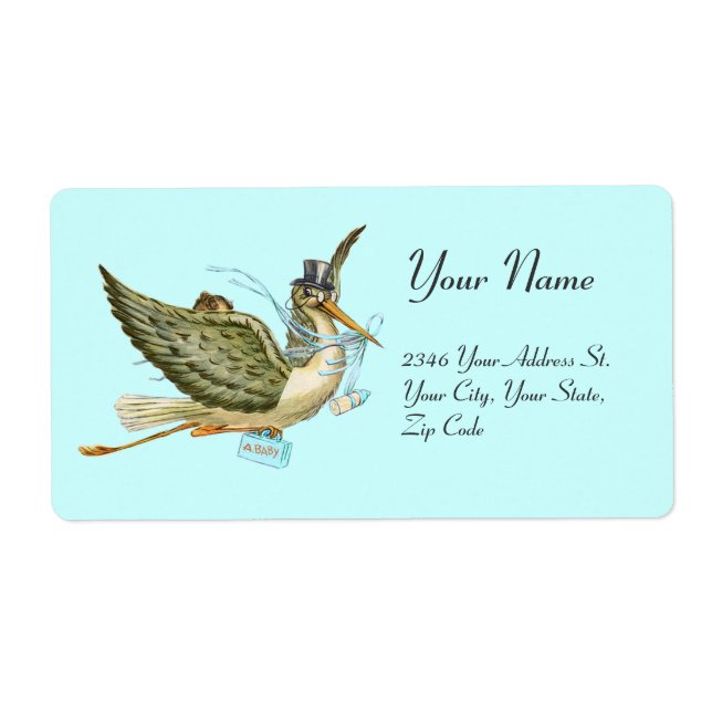 STORK BOY BABY SHOWER , Blue White (Front)