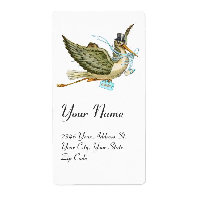 STORK BOY BABY SHOWER , Blue White (Front)