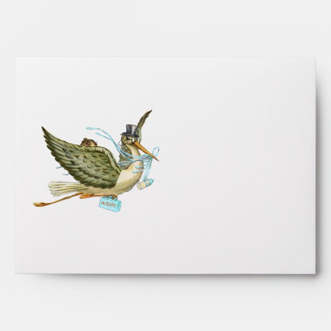 STORK BOY BABY SHOWER , Blue White Envelopes (Front)