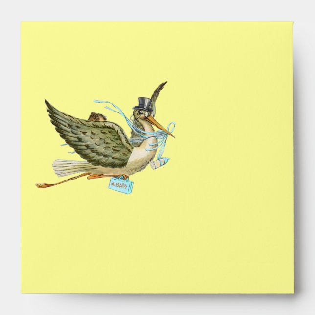 STORK BOY BABY SHOWER , Blue Yellow Envelopes (Front)