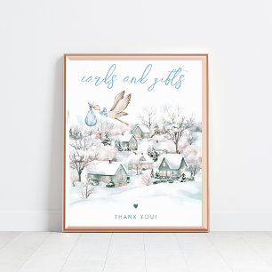 Stork Boy Winter Baby Shower Cards & Gifts Sign
