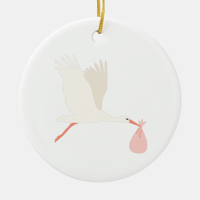 Stork Bundle Ceramic Tree Decoration (Front)