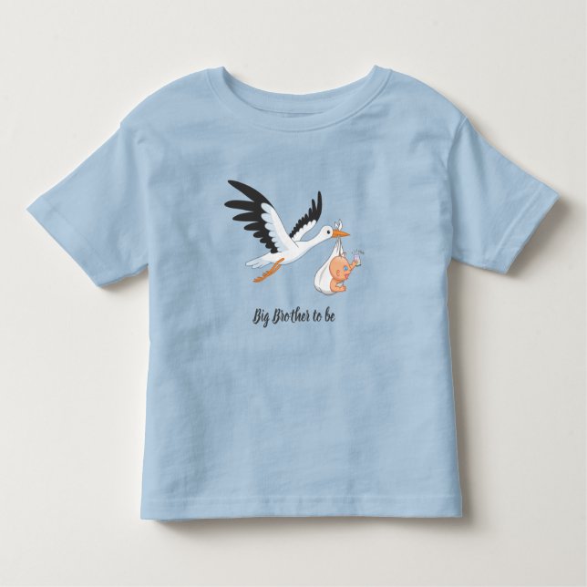Stork Carrying a Baby Big Brother to be Toddler T-Shirt (Front)