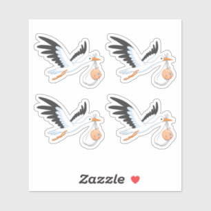 Stork Carrying a Baby Set of 4