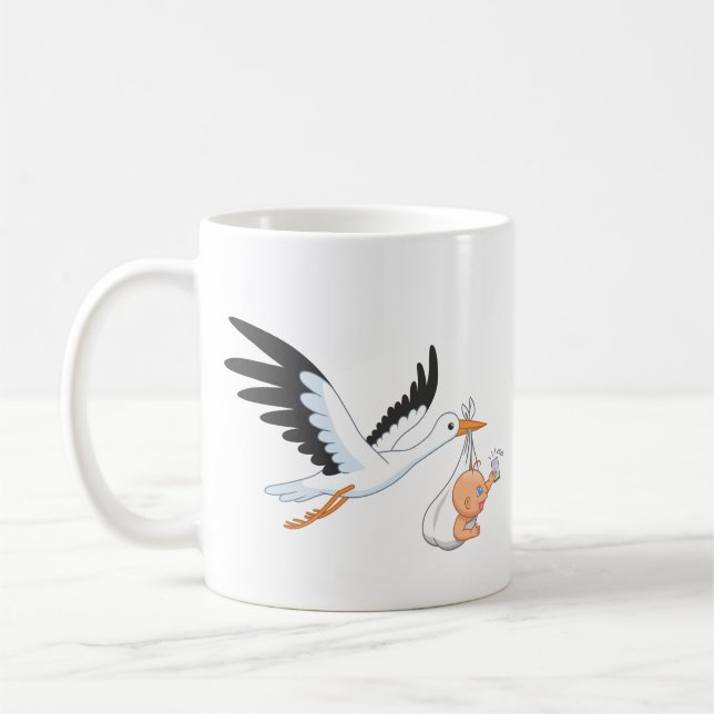 Stork Carrying a Baby Taking First Selfie Coffee M Coffee Mug (Left)