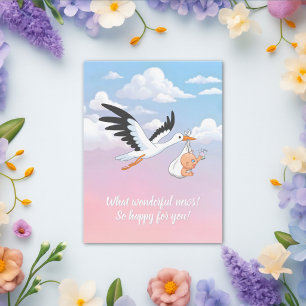 Stork Carrying a Baby Taking Selfie Postcard