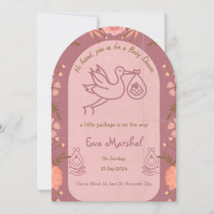 Stork Carrying Baby-Baby Shower  Invitation