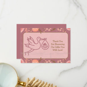 Stork Carrying Baby-Baby Shower Thank You Card