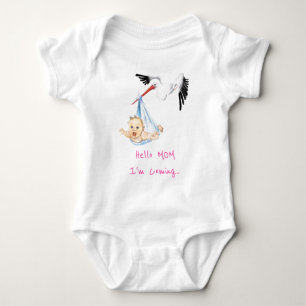 Stork Carrying Baby Bodysuit Mum I'm Coming