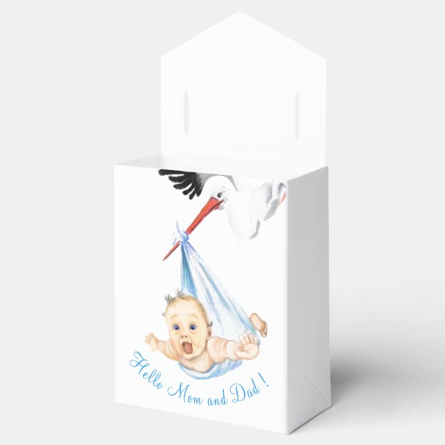 Stork Carrying Baby - Cartoon Drawing Sweet Funny  Favour Box (Opened)