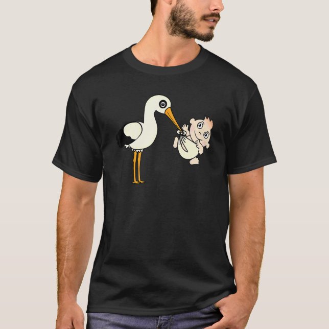 Stork Carrying Baby Cute Newborn Babies Infant T-Shirt (Front)