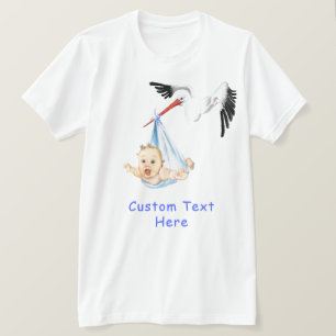 Stork Carrying Baby Funny - Add Text / Name T-Shirt