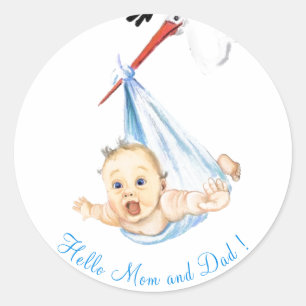 Stork Carrying Baby Funny Stickers